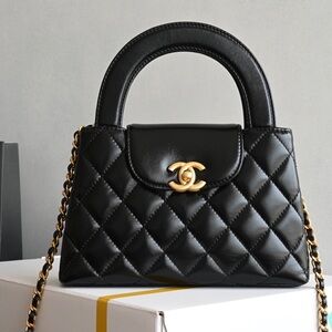 Chanel Black Quilted Shoulder Bag with Gold Accents